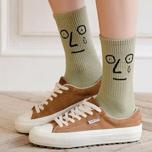 10 Pairs Crazy Funny Emotion Crew Socks Soft Cotton - 10 different fun designs and color per pack