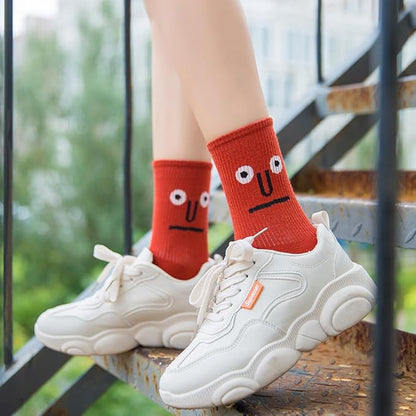 10 Pairs Crazy Funny Emotion Crew Socks Soft Cotton - 10 different fun designs and color per pack