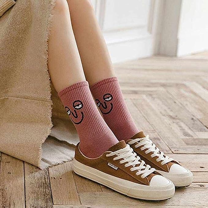 10 Pairs Crazy Funny Emotion Crew Socks Soft Cotton - 10 different fun designs and color per pack