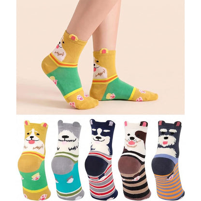 5 Pairs Socks for Women, Fun Cat Dog Animal Funny Socks Gifts