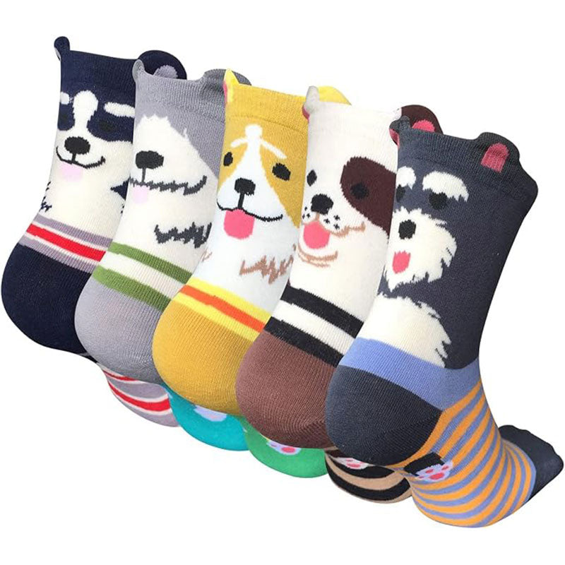 5 Pairs Socks for Women, Fun Cat Dog Animal Funny Socks Gifts