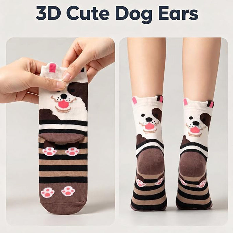 5 Pairs Socks for Women, Fun Cat Dog Animal Funny Socks Gifts