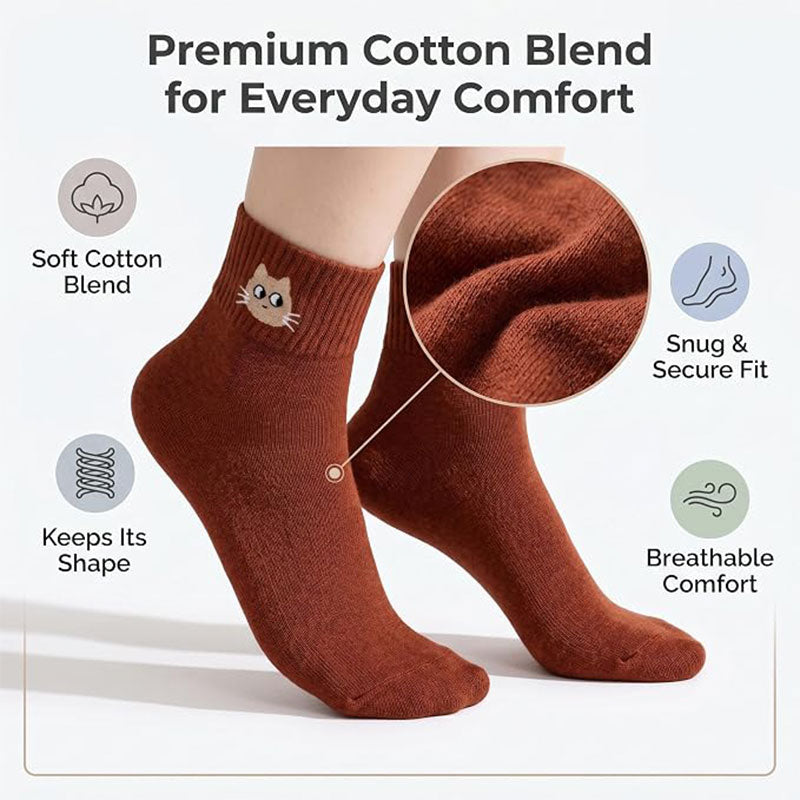 10 Pairs Socks Womens Crew Elastic Ankle Length Cotton Socks Aesthetic Cute Lightweight Low Cut Gifts for Women