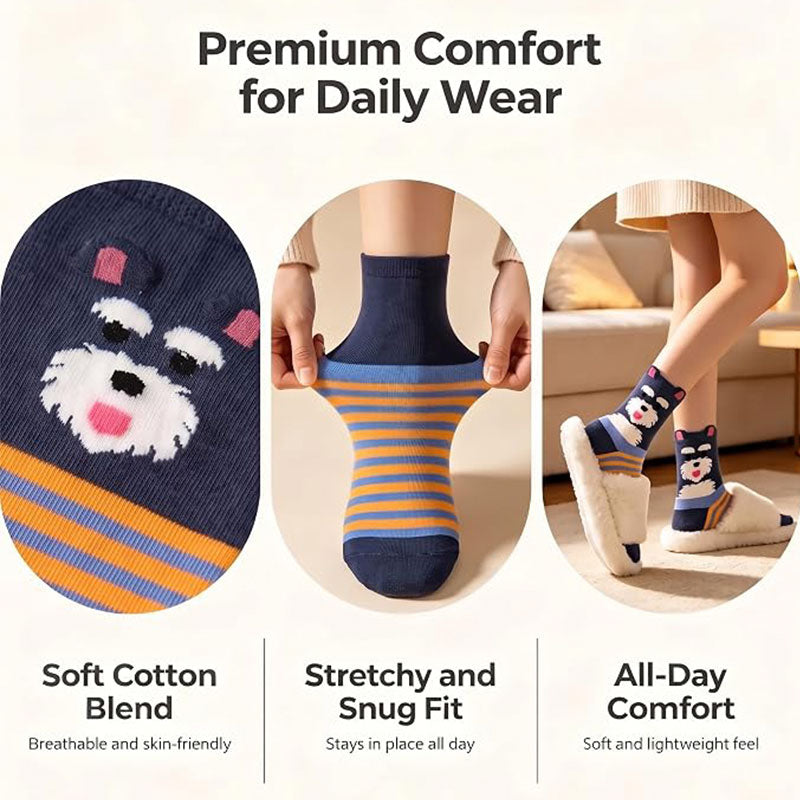 5 Pairs Socks for Women, Fun Cat Dog Animal Funny Socks Gifts