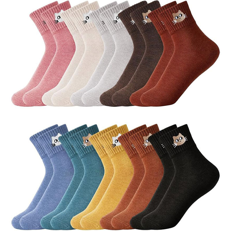 10 Pairs Socks Womens Crew Elastic Ankle Length Cotton Socks Aesthetic Cute Lightweight Low Cut Gifts for Women
