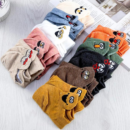 Novelty Socks Cotton Cute Funny Smile Face Women Girls Low Cut Ankle Socks
