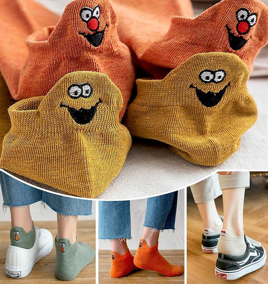 Novelty Socks Cotton Cute Funny Smile Face Women Girls Low Cut Ankle Socks
