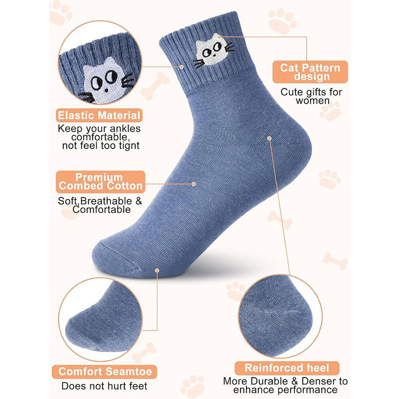 10 Pairs Socks Womens Crew Elastic Ankle Length Cotton Socks Aesthetic Cute Lightweight Low Cut Gifts for Women