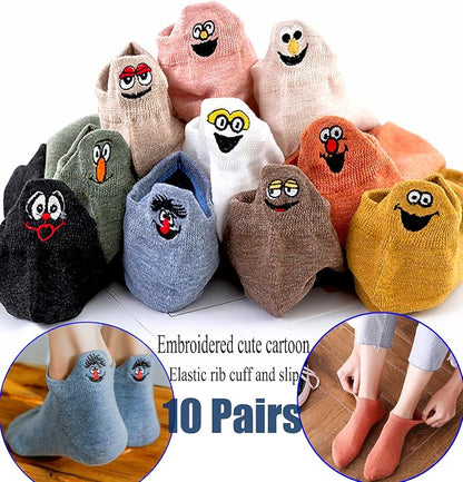 Novelty Socks Cotton Cute Funny Smile Face Women Girls Low Cut Ankle Socks