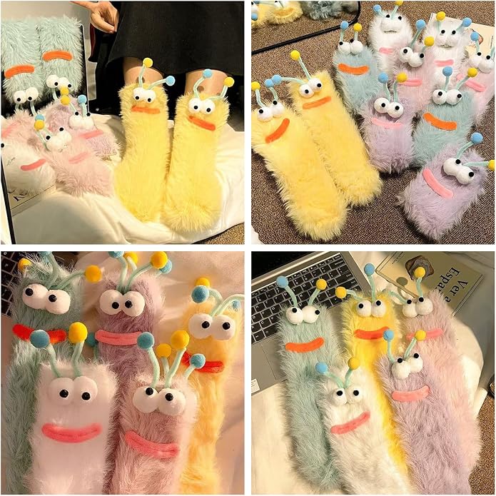 Ankle Socks, Winter Fuzzy Socks for Women Girls Cosy Soft Warm Casual Home Sleep Sock Cartoon Dolls Sock