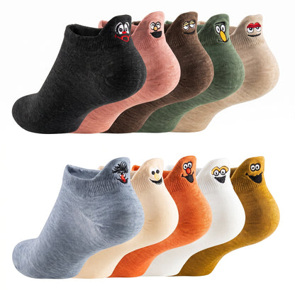Novelty Socks Cotton Cute Funny Smile Face Women Girls Low Cut Ankle Socks
